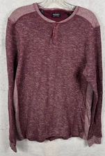 Buffalo David Bitton Mens M Henley Shirt Purple Plum Cotton Long Sleeve Pullover