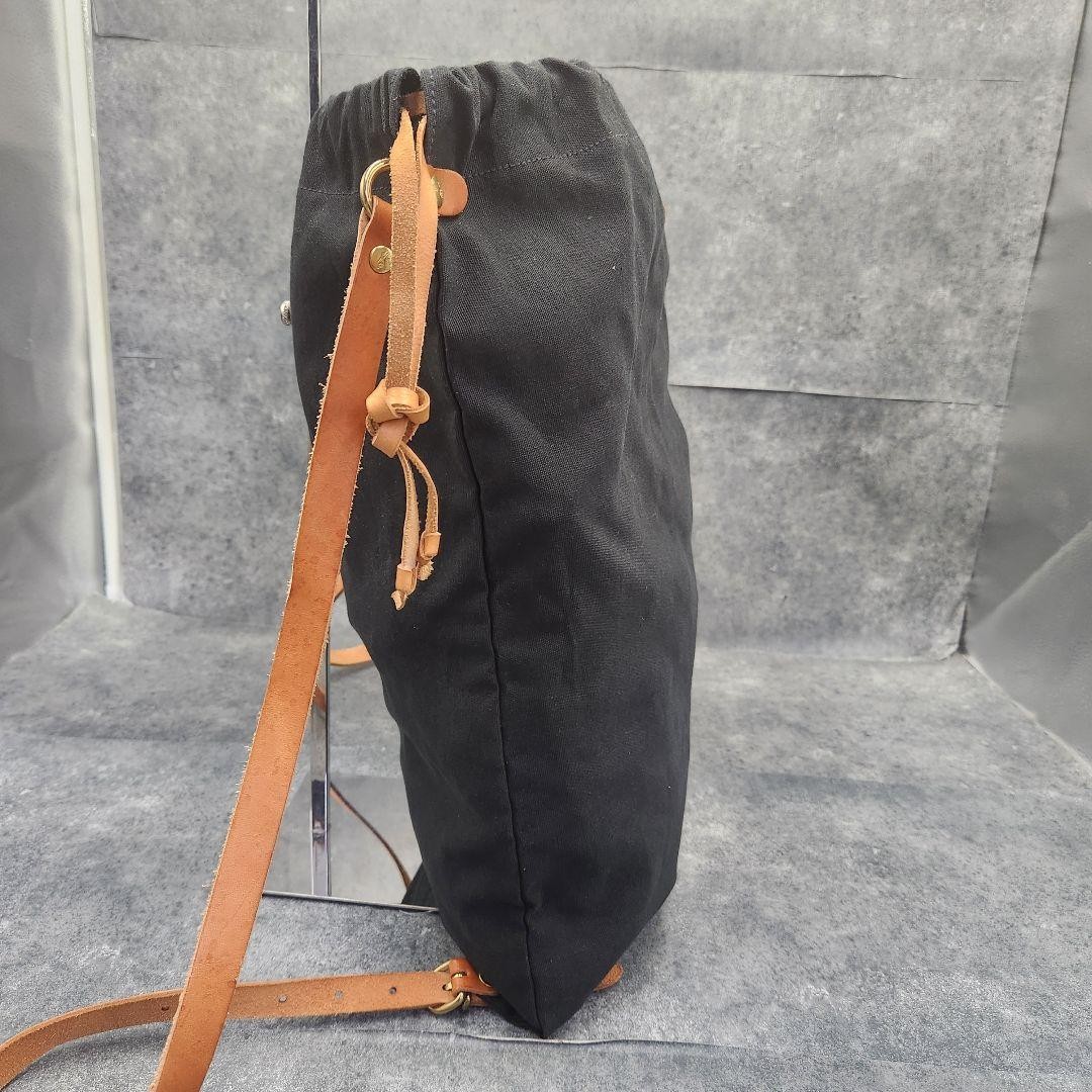 IL BISONTE Drawstring Backpack Canvas Leather Bla… - image 7