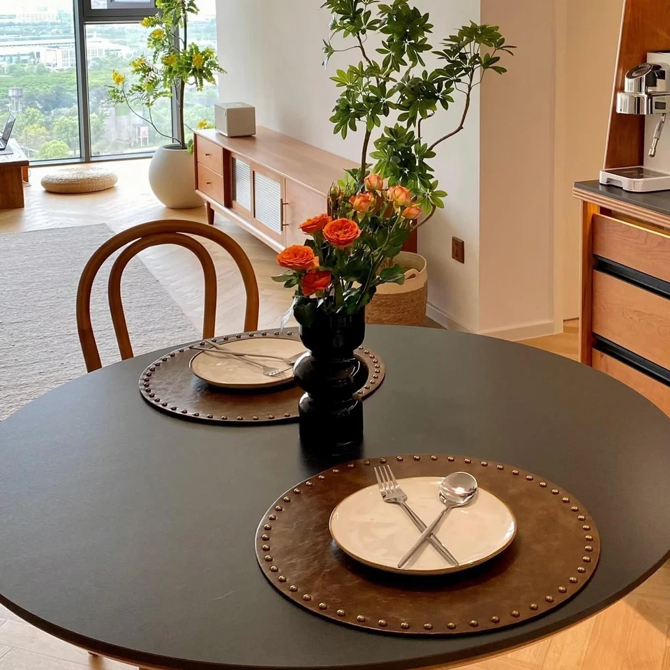 Round Placemats Set of 6, Waterproof Oilproof PU Place Mats, Heat Resistant A... - Image 4 of 4