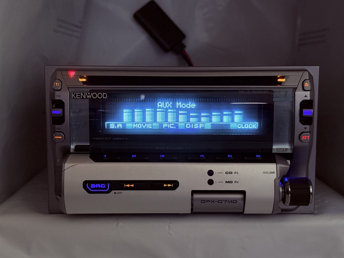 KENWOOD DPX-07MD 2DIN CD MD Car Audio w/ External Bluetooth Tested