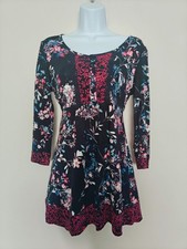 Per Una M&S Pink Floral With Lace Button Detail At Front Dress Size 10