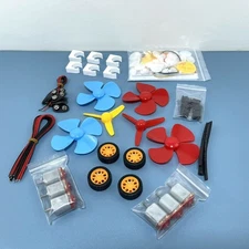 Eudax 6-Piece DC Motor Set, Wires, Switches, Wheels, Propellers, Gears...
