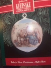 Hallmark 1991 Baby Junge erste Weihnachten Satin Kugel Ornament