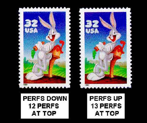 SCOTT #3137 - BUGS BUNNY HORIZ GUTTER PAIR - PERFS UP - Picture 3 of 3