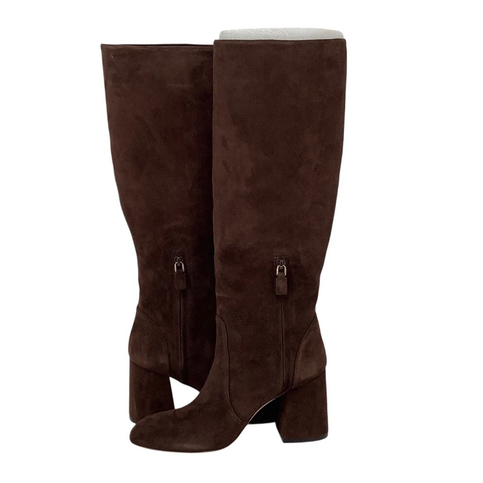 Botas altas holgadas Stuart Weitzman para mujer 8,5B marrón gamuza acampanada 85 BR15-12 Foto 3 de 4