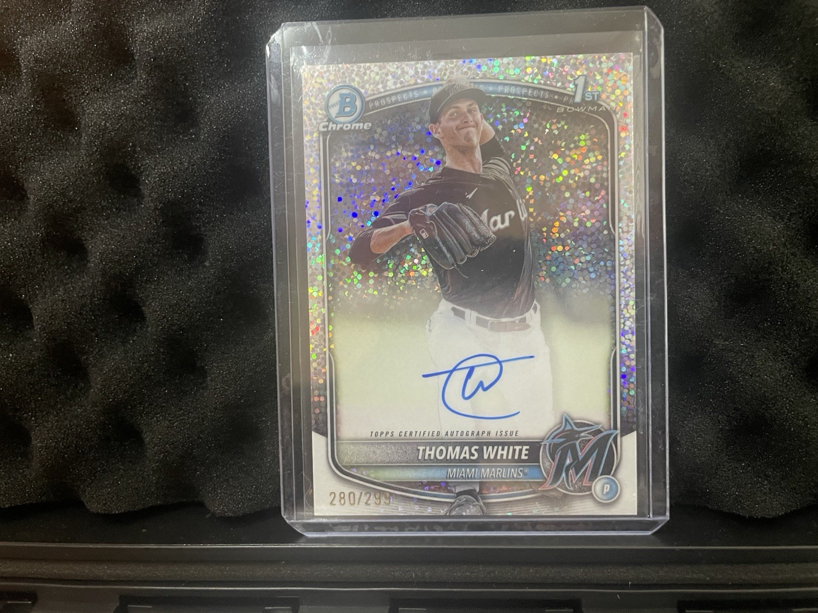 2025 Bowman Chrome Prospect Auto Thomas White #CPA-TW Speckle Refractor /299