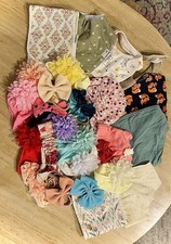 Lot of 27 Baby Girl Clothes - Headbands Bibs and Burp Clothes Infant 0/3 Months