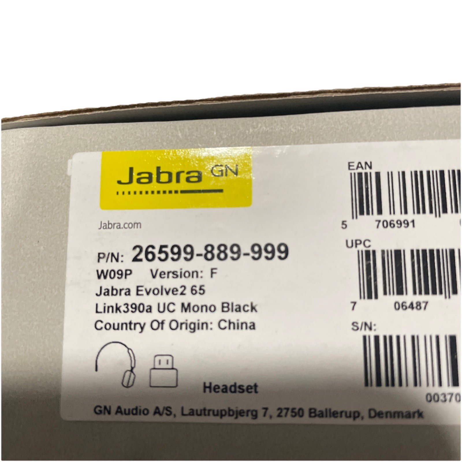 Jabra Evolve2 65 Mono Wireless Headset (UC, USB-A) - Black