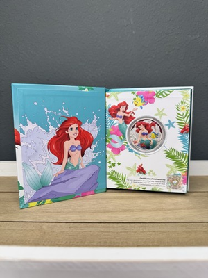 #ad 2022 Niue Disney Princess Ariel Little Mermaid 1oz Silver Proof Colorized Coin $225.00