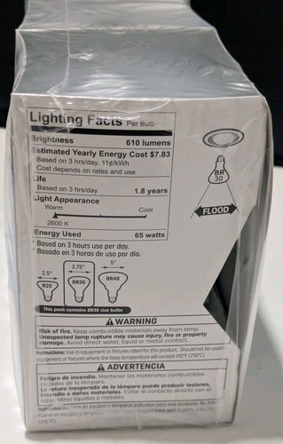 GE 65W Soft White Indoor Floodlight Bulb 6 Pack 610 Lumens BR30 NOT LED - Picture 5 of 7