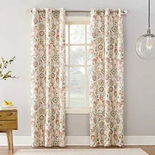  Cooper Botanical Print Thermal Insulated Room 40 in x 84 in Linen Leaf COOPER