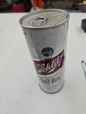 Schlitz Tall Boy Steel 3/4 Quart Empty Pull Tab Never Removed.