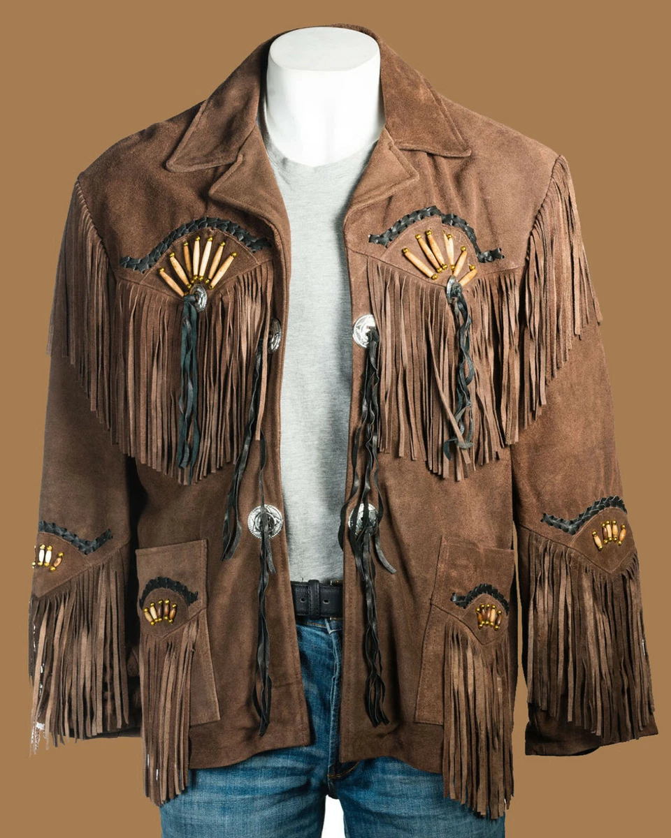Leather Jacket Native Mens Western Wear American Indian Suede