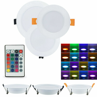 RGB 3W 5W 10W LED Recessed Ceiling Downlight Lamp Dimmable With Remote 110v 220v