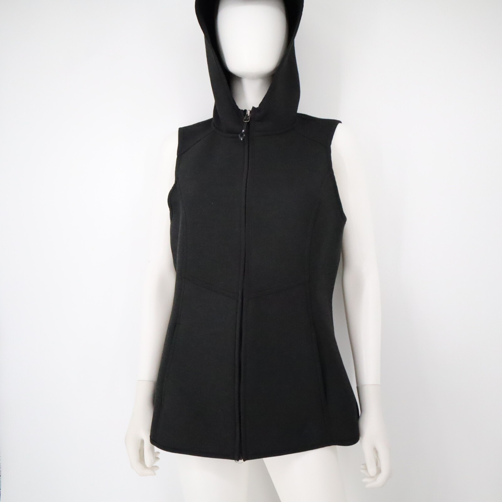 Gerry Women Heathered Black Hooded Pockets Softshell Zip Tunic Vest SZ
