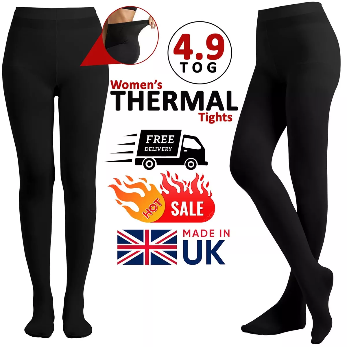 New Women Ladies Thermal Legging and Tight Black Footless and Foot