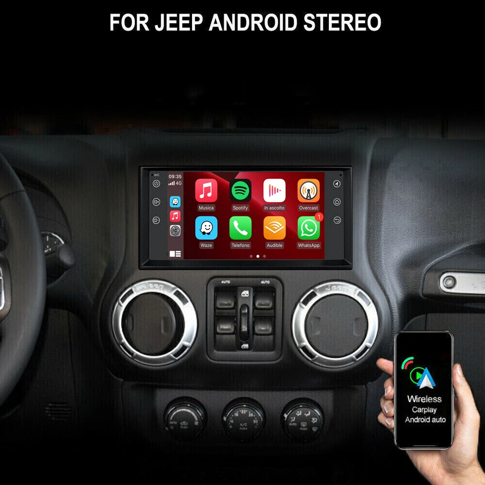 Fit For Jeep Wrangler Dodge Compass Cherokee Carplay 7" Android 15 Car Radio - Image 3 of 4