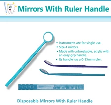 12-100 Pcs Dental Mouth Mirror #4 w/Handle Dental Instruments With Ruler Handle