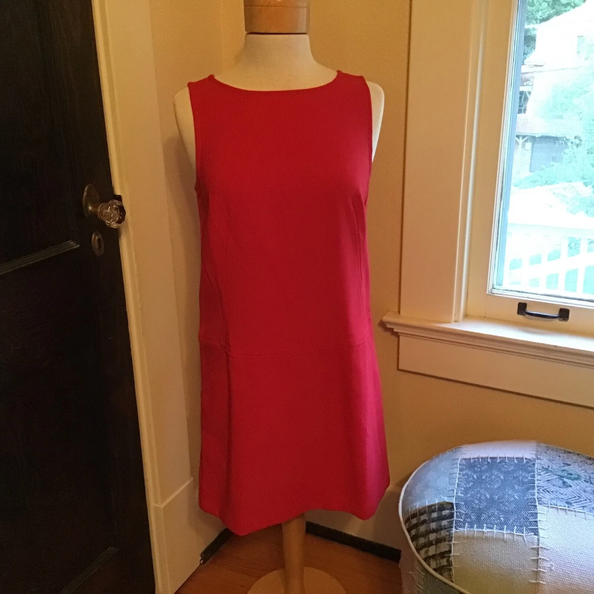 Ann Taylor LOFT red knit poly blend sleeveless short shift dress 8 NWOT