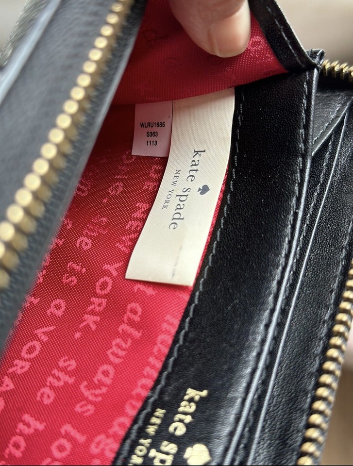 NWT Kate Spade Spencer Dot Slim Continental Zip Around Wallet Black