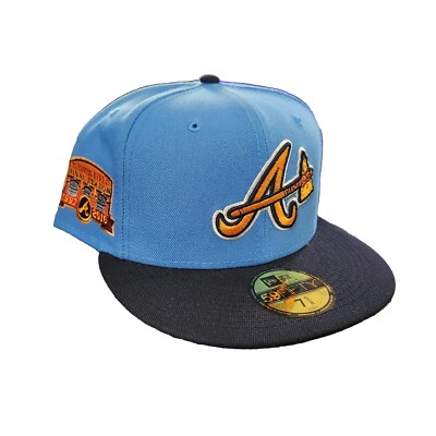 New Era Fitted Hat Cap 7 5/8 ATL Braves Exclusive Side Patch 