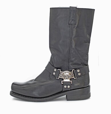 Harley-Davidson Black Leather Square Toe Eagle Harness Boots 98408