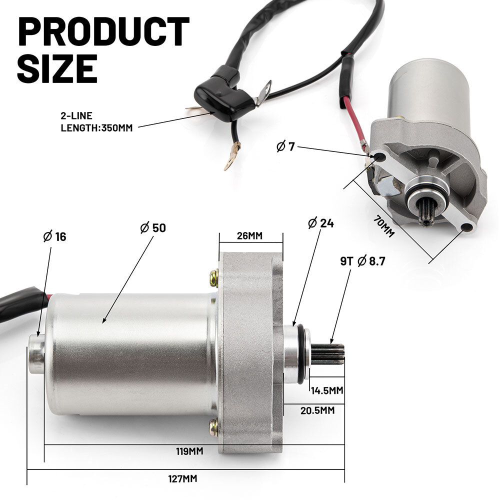 Starter Motor For Yamaha Raptor 90 YFM90R 2009-2013 - Replaces 99999-04128-00, 43D-H1800-00-00