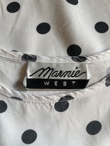 Vintage 1980s Polka-dot Blouse Boxy Sleeveless Crop Top Marnie West M - Picture 4 of 4