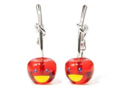 Takashi Murakami x Liquem Red Cherry Ohrringe 2024 Limitiert Von JP NEU