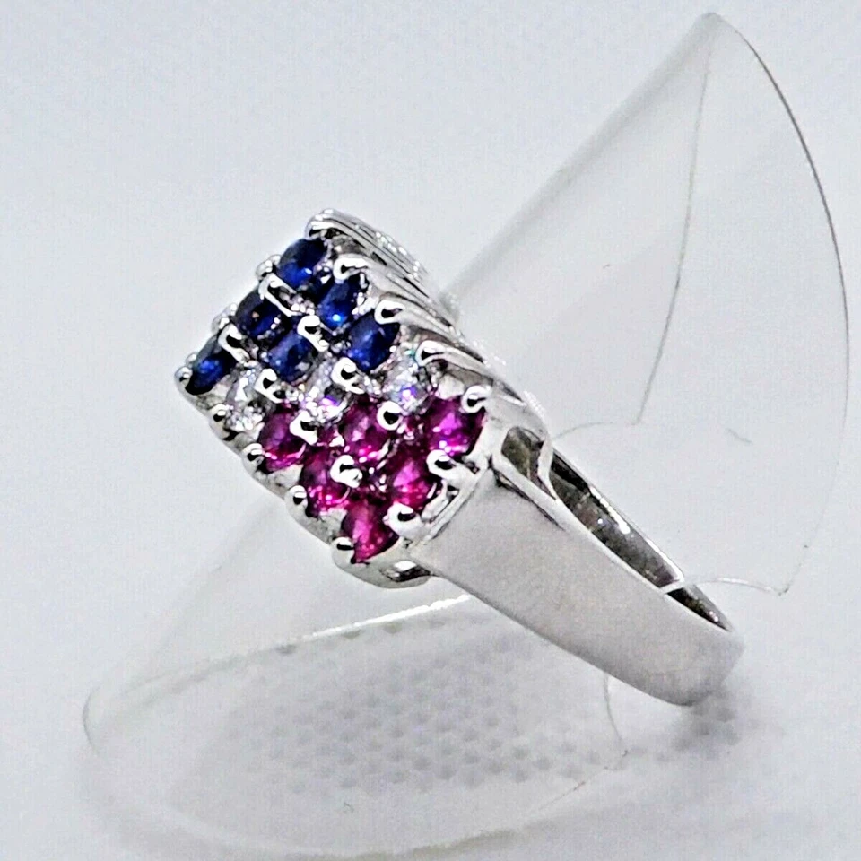 Klassischer Rubin Saphir Ring 925 Sterling Silber rhodiniert 18,8 mm 59 - Bild 3 von 4