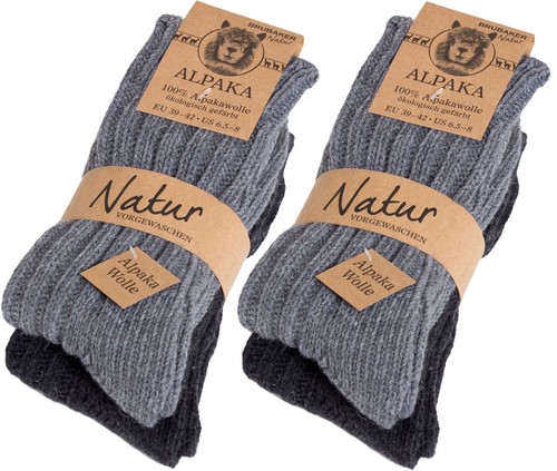 Paquete de 4 pares de calcetines de lana de alpaca BRUBAKER para hombre mujer - Imagen 18 de 79