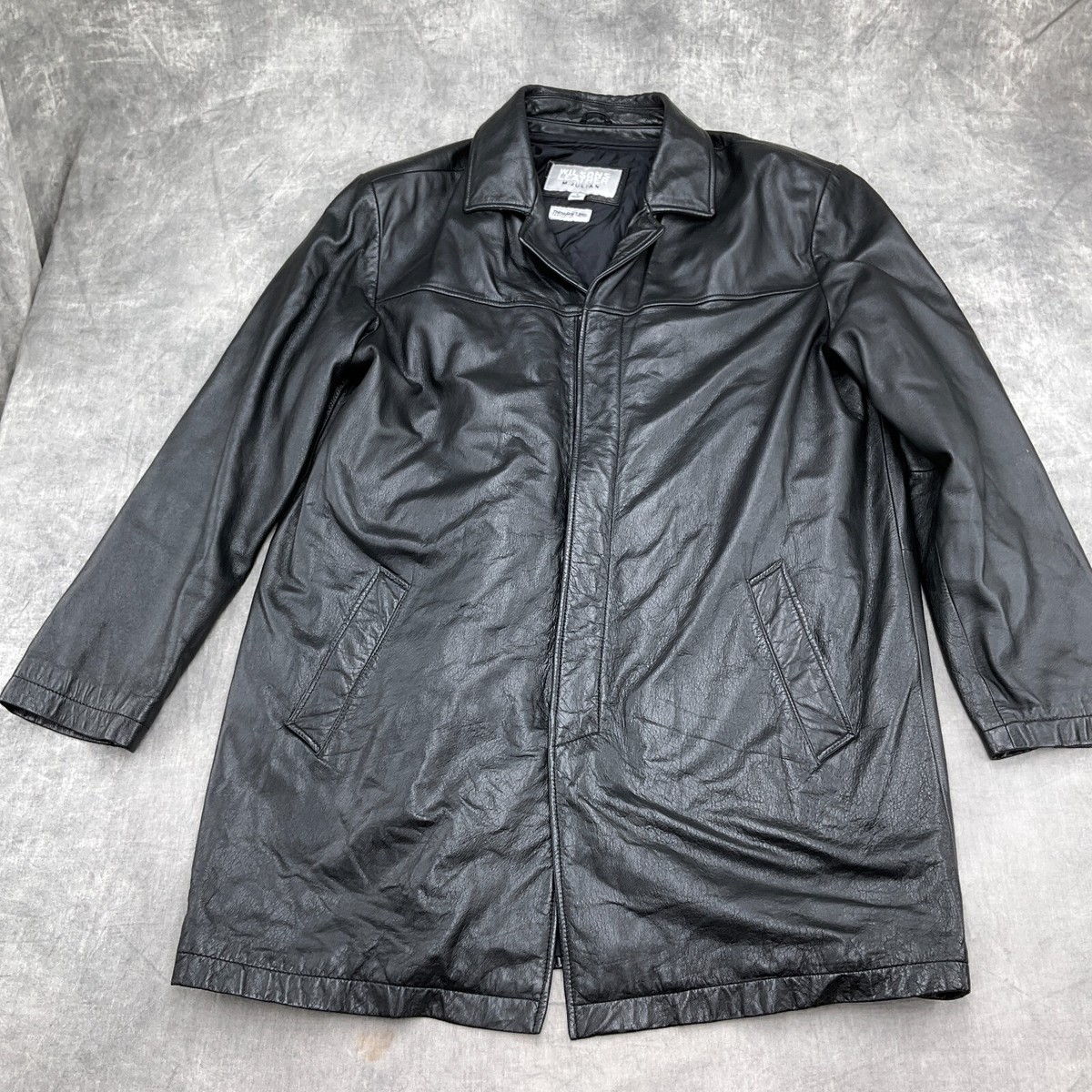 Wilsons M. Julian Jacket Men Large 48 Black Leather Zip Thinsulate 