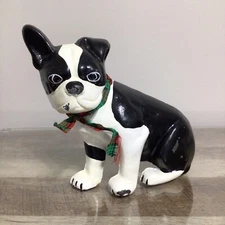Vintage Boston Terrier French Bulldog Cast Iron Doorstop Dog 