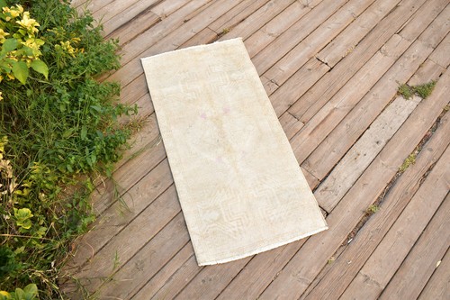 Turkish Carpet Hand Knotted 1x2 Size Doormat Chair Multi Color Rug 44x91cm