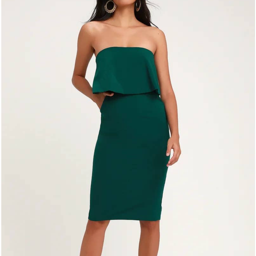 Lulu's Lots of Love Emerald Green Strapless Midi Dress #114 | eBay