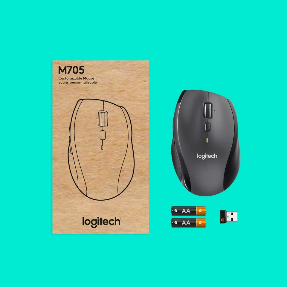 Logitech Ergonomische Kabellose Maus Mouse M705 Wireless Marathon Box 2,4 GHz - Bild 4 von 4
