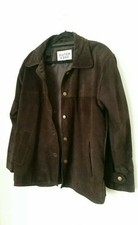Womens Real Suede Leather Jacket Size S / M Coat Biker Overcoat Brown Unisex