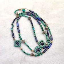 Collier Turquoise, Pierre Lapis Lazuli Tibétain Népal Bijoux Ethniques Boho 40"
