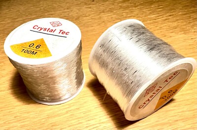 100 mtr elastisches 0,6mm Nylon Nylonschnur TRANSPARENT Schmuckschnur Nylonband