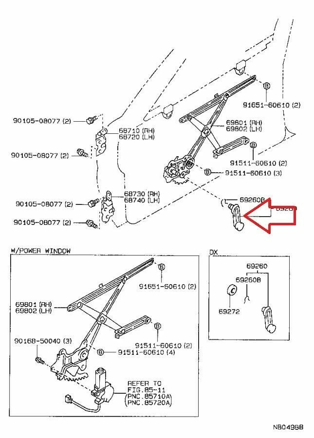 87 - 90 TOYOTA TERCEL MANIVELA VENTANA PUERTA DELANTERA DERECHA AZUL OEM NUEVO Foto 2 de 4