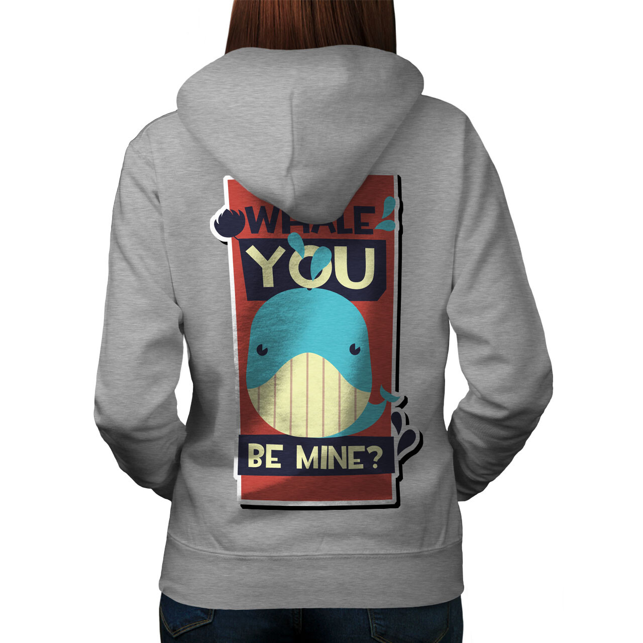 Wellcoda Will You Be Mine Funny Ocean Womens Hoodie Back