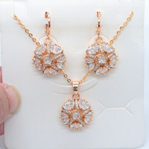 18K Yellow Gold Filled Trendy Rainbow Topaz Round Earrings & Pendant Jewelry Set - Picture 4 of 4