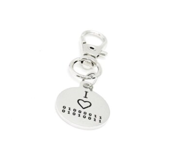 I Love CS Clip On Charm, Binary Code, Computer Science, College Student, New Job
