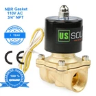 U. S. Solid 3/4" Brass Electric Solenoid Valve 110V AC Normally Closed NBR