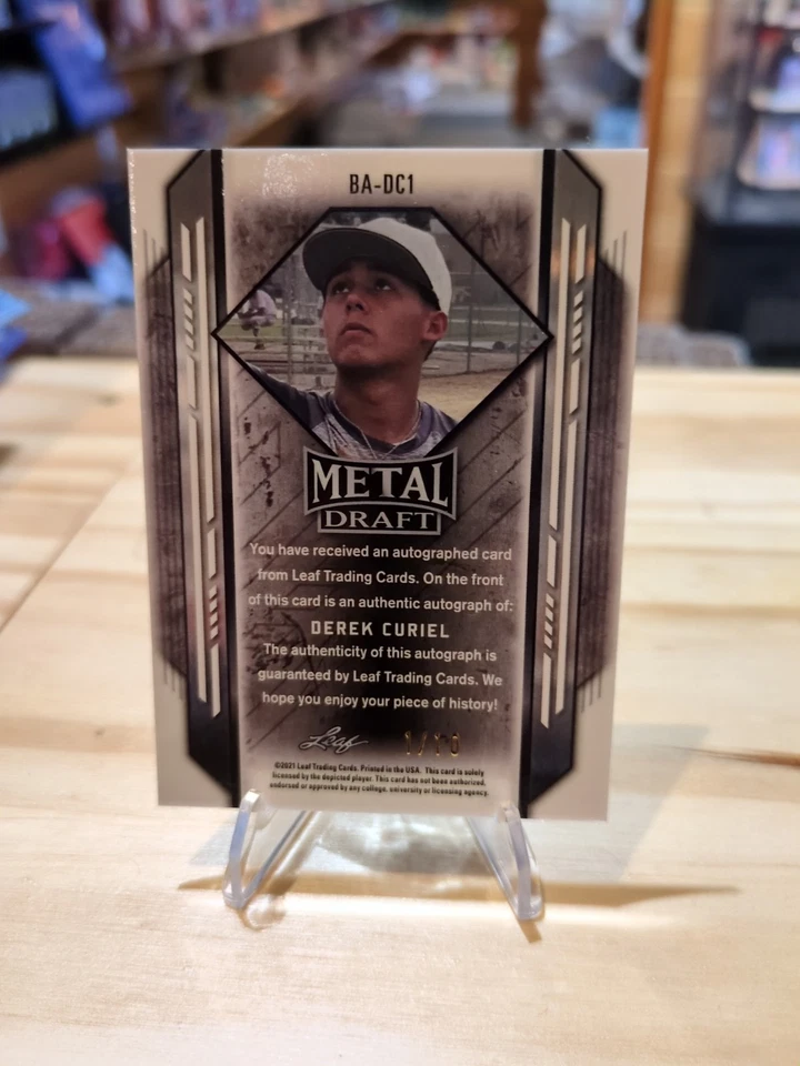 2021 Leaft Metal Draft Derek Curiel Rookie Autograph Auto /10 Red White Blue - Image 2 of 4