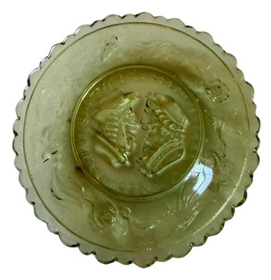 Vintage Green Glass Plate Three Weeks After Wedding Day Humor 3 