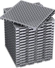 16 PZ Piastrelle Modulari ad Incastro per Pavimenti con Foro di Scarico 10"x10" - (Grigio)