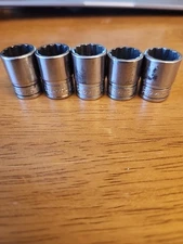 LOT OF 5 SNAP ON 3/8" DRIVE 9/16 12 POINT SOCKETS F181