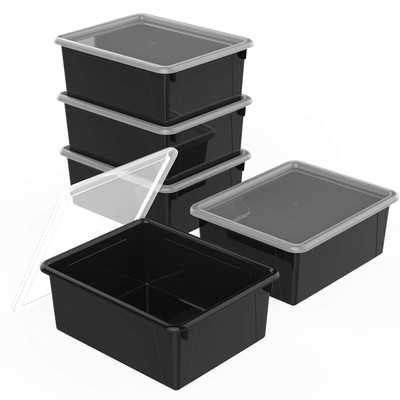 Letter Size Deep Storage Tray   Organizer Bin with Non-Snap Lid for Classroom...