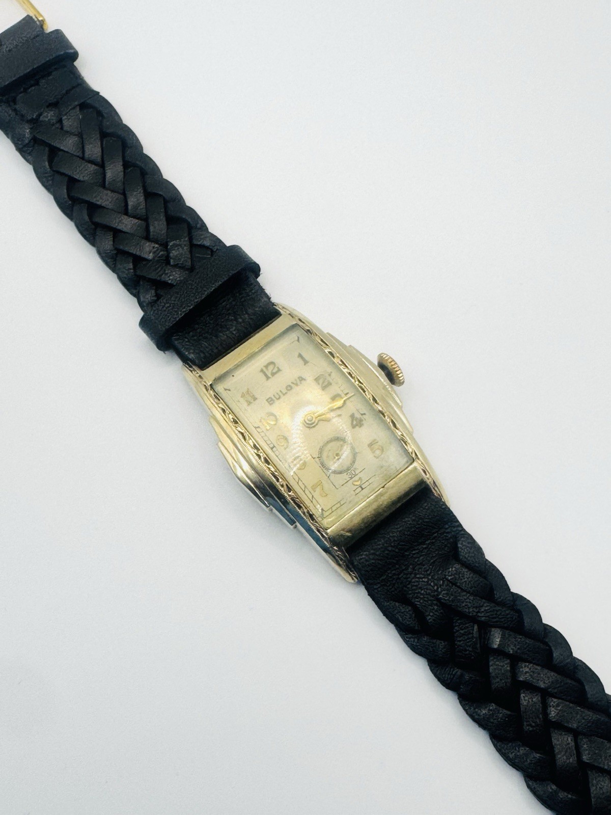 Art Deco Bulova Men's Rectangular Automatic Gold … - image 4